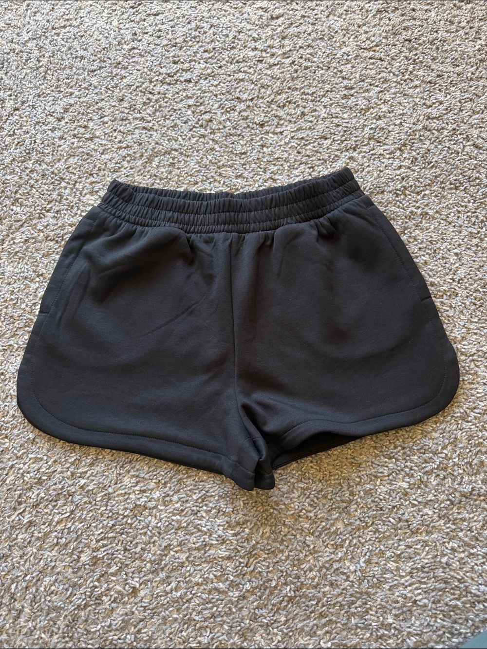 Zenana Outfitters Black Athletic Pull-On Shorts with Curved Hem